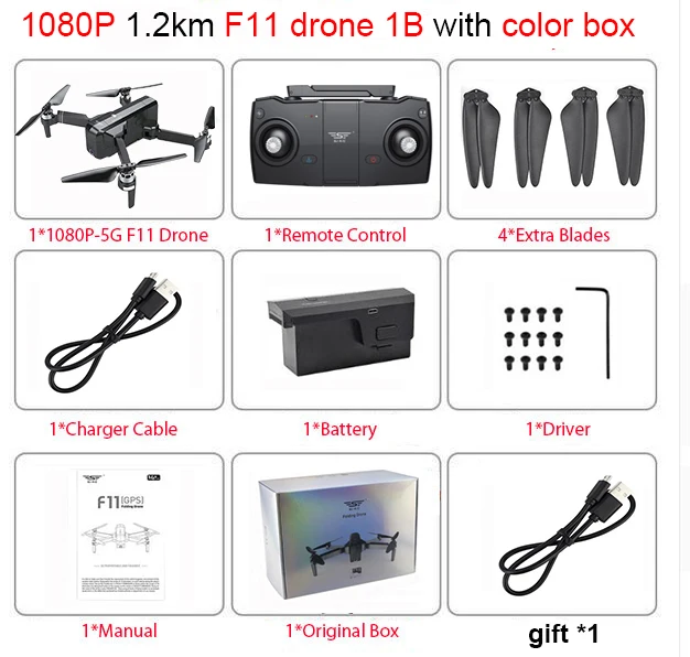SJRC F11 Pro gps Дрон с Wifi FPV 2 K/1080 P камера HD бесщеточный Квадрокоптер RC дроны 28 минут время полета VS B4W - Цвет: F11 1080P 1B PAPER