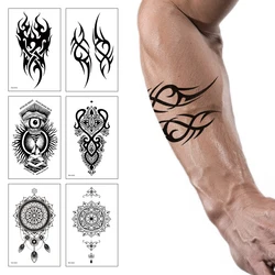 6Pcs/Set,Waterproof Temporary Fake Tattoo,Water Transfer Stickers Decals ,Black Tribal Totem,Mandala,Dragon,for Women Men Makeup