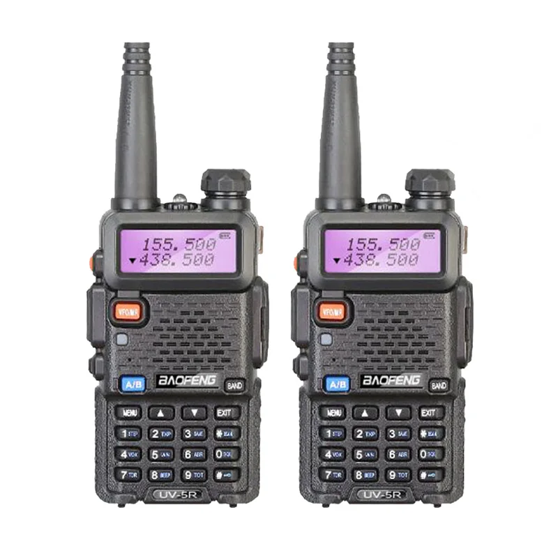 UV-5R-Black-2pcs 2 шт BaoFeng UV-5R рация 5 Вт двухдиапазонный 136-174 МГц/400-520 МГц UV5R 128CH VOX фонарик fm-приемопередатчик для радиолюбителей - Цвет: UV-5R-Black-2pcs