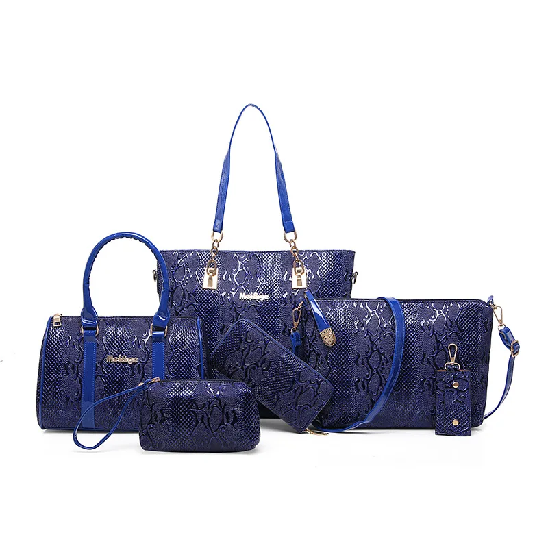 

WOMEN'S Bag 2019 Spring New Style Patent Leather Snakeskin Six Pieces Set Different Size Bags Handbag Women's Shoulder