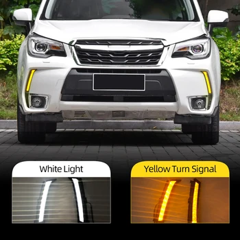 

CSCSNL 1Set Car led light drl daytime running light for Subaru Forester 2013 - 2018 with Yellow turn signal Fog lamp
