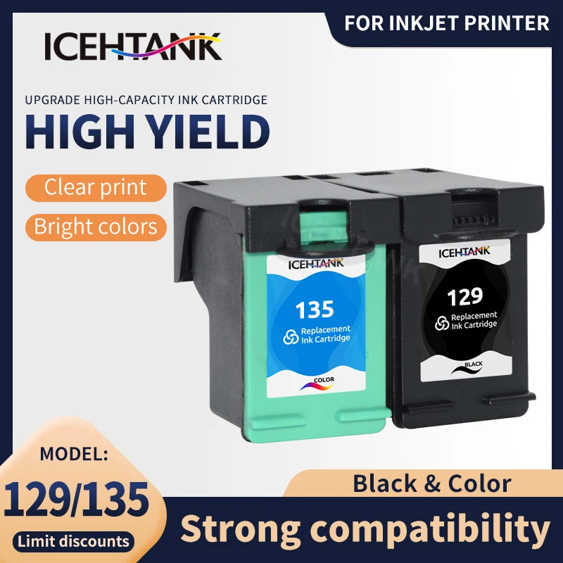 Icehtank совместим с HP 129 135 используется для Photosmart C4140 C4150 C4170 C4173 C4175 C4180 C4183 Deskjet 6940 6943 6980