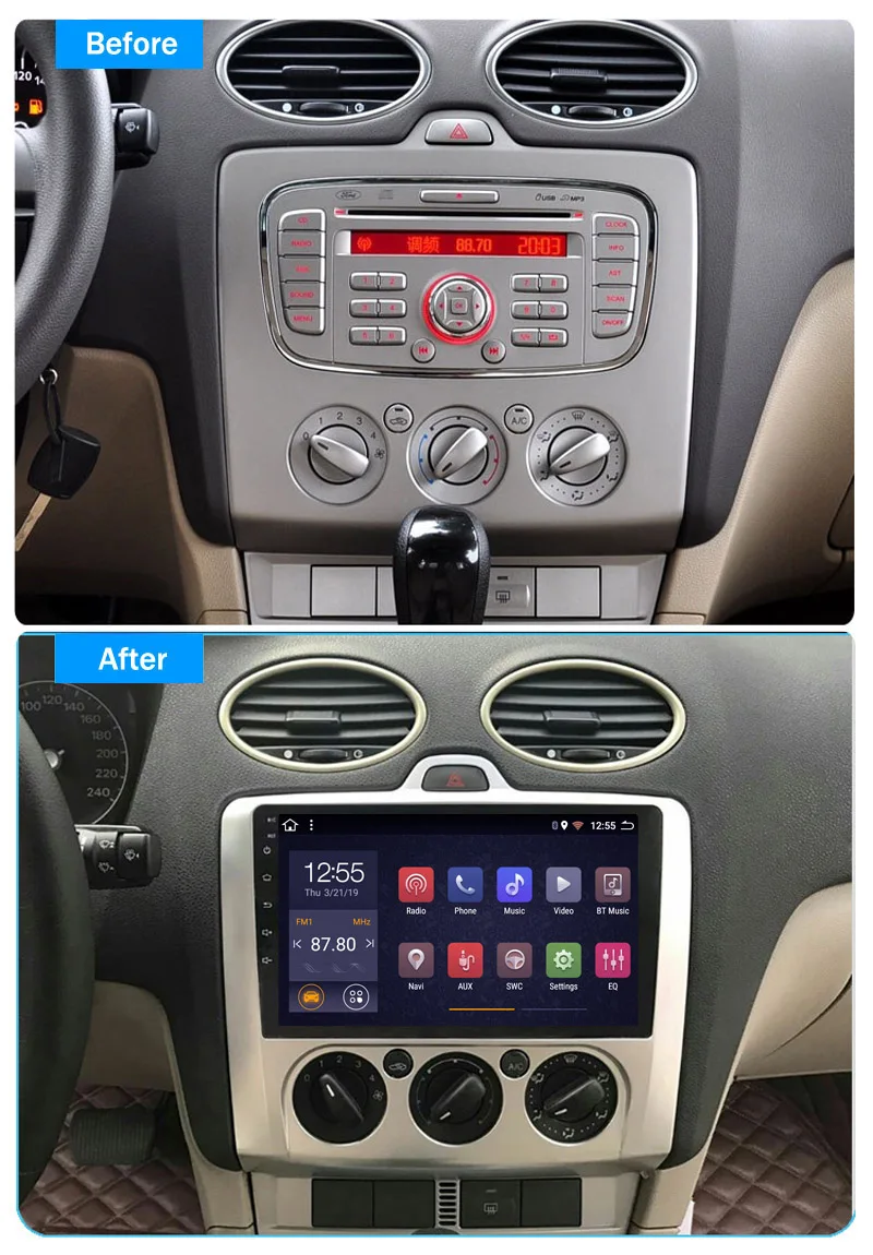 Discount Android 9.0 PX6 4G+64G Car Audio Player 9 inch For Focus 2006-2014 Car GPS Navigation With Playstore,Wifi 1