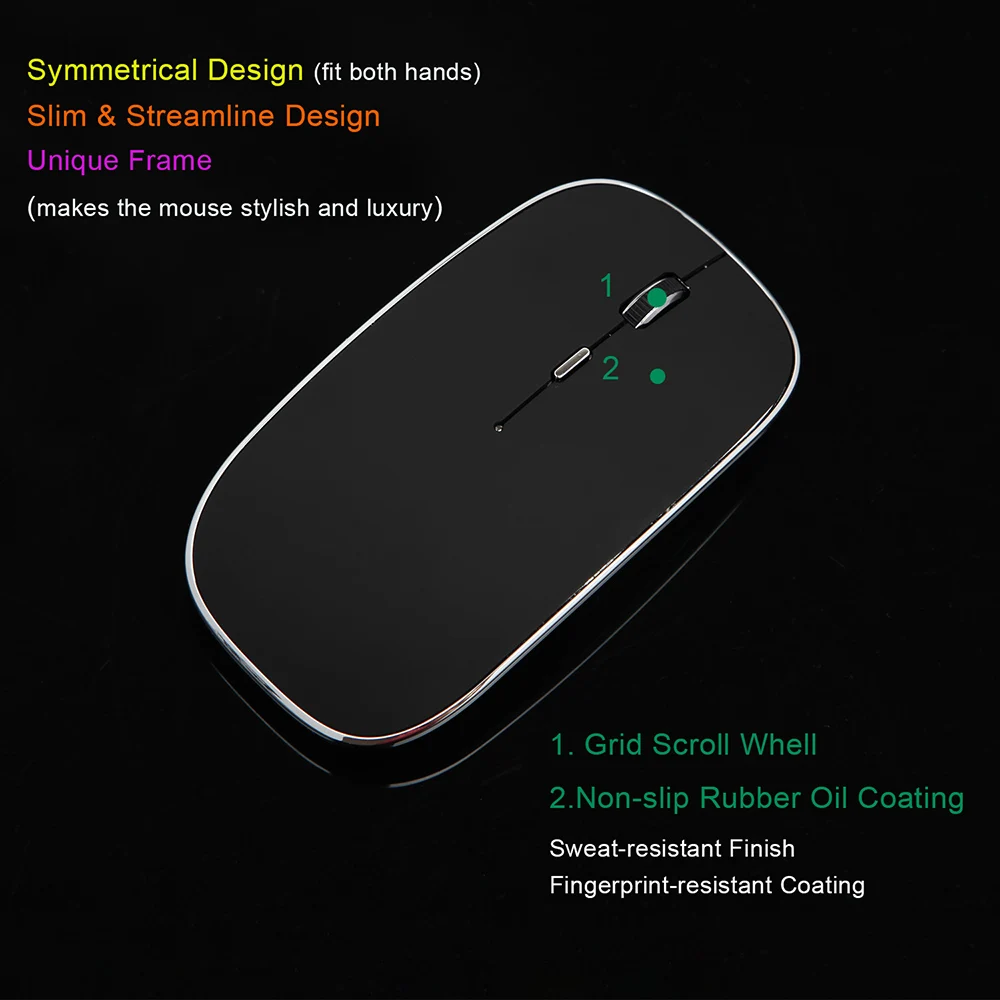 Wireless Mouse Wireless Mouse Chargeable Portable Silent USB and Type-C Dual Mode Mouse 3 Adjustable DPI Laptop Mac MacBook Android PC