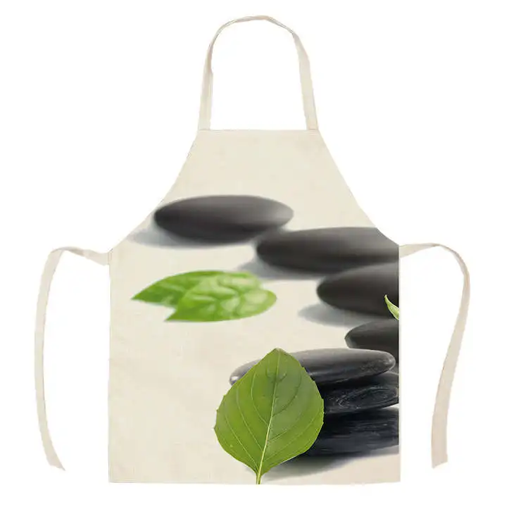 1Pcs Kitchen Apron Personalized Chinese characters Printed Sleeveless Cotton Linen Aprons for Men Women Home Cleaning Tools
