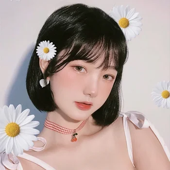 

MANWEI 14inch Synthetic Bob Wigs For Women Short Bob Wig With Bangs Fake Hair ExtensionDark brown Black Wig Heat Resistant