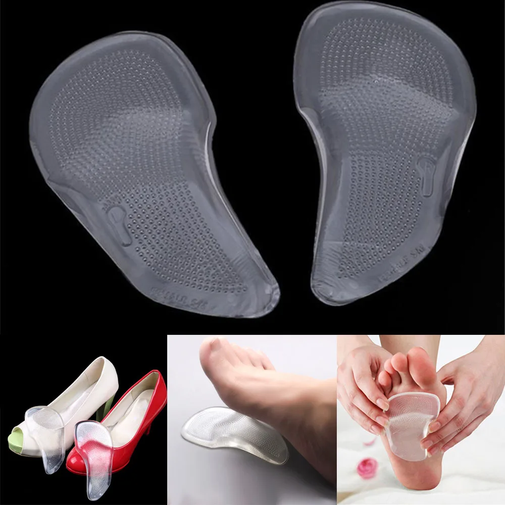 1Pair Gel 3/4 Arch Support Orthotics Cushion Pad Flat Foot Orthopedic Insoles for Shoes Woman Men