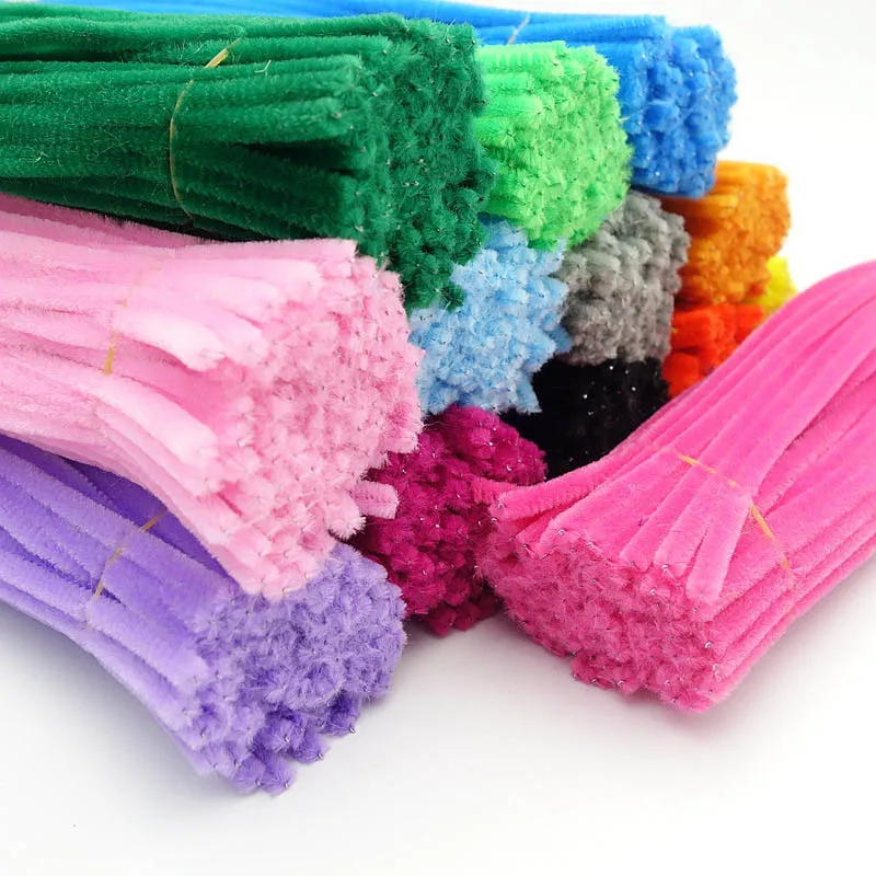 

100pcs 30cm Chenille Stems Pipe Cleaners Kids Plush Educational Toy Colorful Pipe Cleaner Toys Handmade DIY Craft Supplies