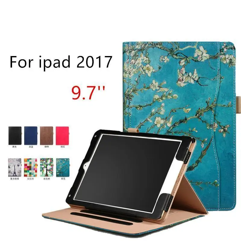 

Tablet Case For iPad Air Air 2 ipad 9.7 2017 Ultra thin Flip Wallet Case PU Leather Cover For Apple Ipad 2017 2018 +Protector