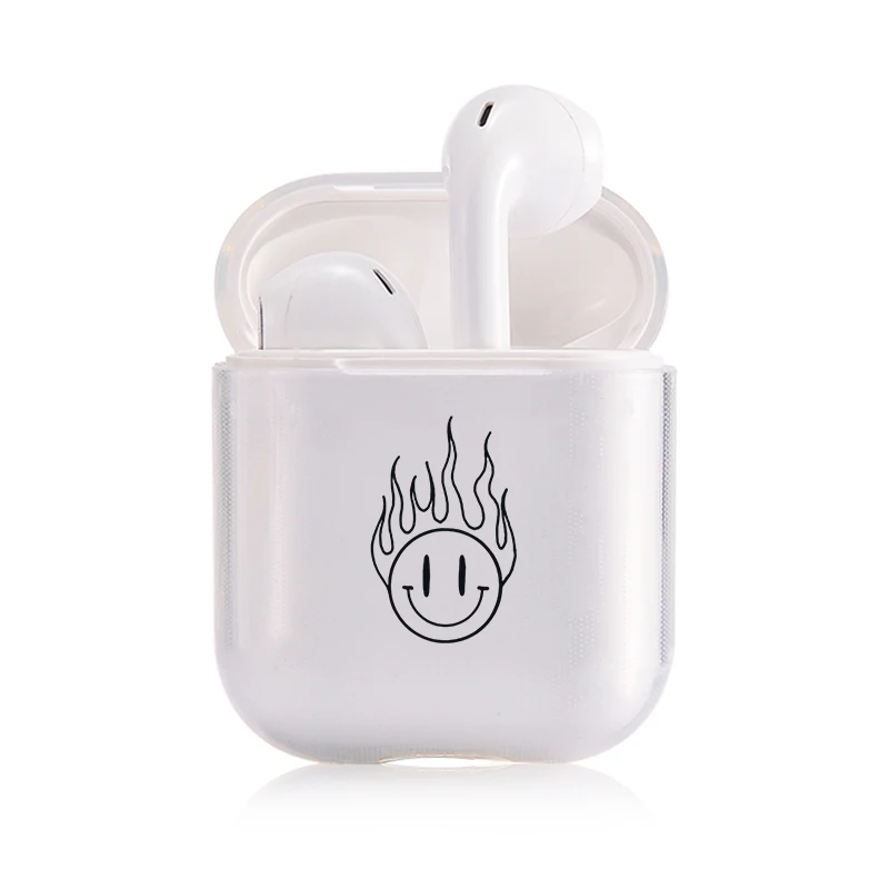 Прозрачная коробка для зарядки наушников, чехол для силиконовой Apple AirPods 1/2, беспроводная мягкая гарнитура, защитный чехол, фонарь для зарядки - Цвет: I300159