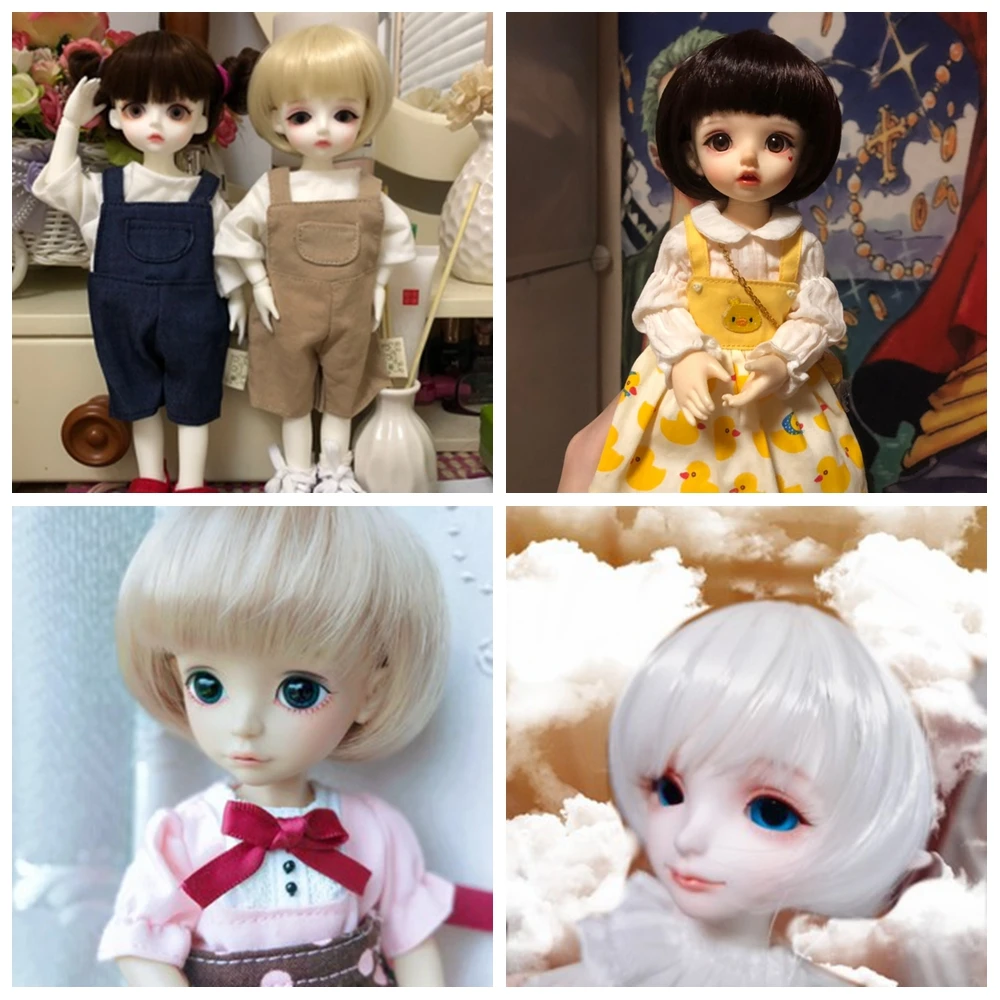 

â€‹Heat Resistant Fiber Short Haircut Short Wig for 1/8 1/6 1/4 1/3 BJD Dolls Bob Hair Wig Accessories