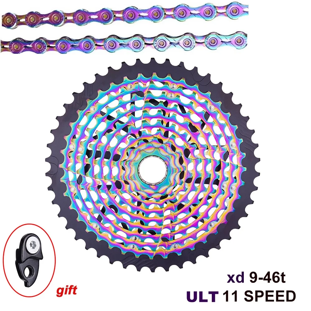 Mtb 11 Speed Groupset 9-46T Ult Xd Cassetta Colorata Ruota Libera Per Bicicletta E Sx11El Rainbow Chain 11V Bike Group Set Parti Bici