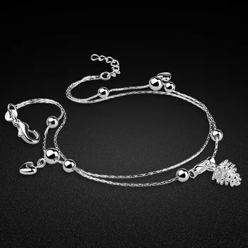 

New Fashion One Pinecone Pendant Anklet Bracelet 925 Sterling Silver Simple Charm Star Ankle Chain Women's and Women's Jewelry