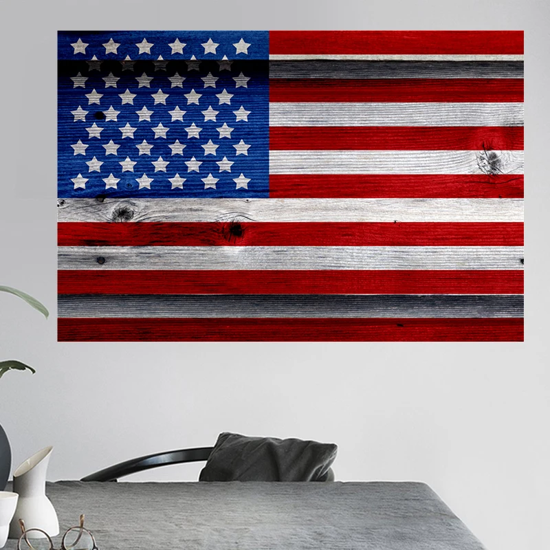 

USA Flag on Vintage Wood Background- Canvas Art Wall Décor,Posters and Prints HD Canvas Painting Wall Art for Living Room Office