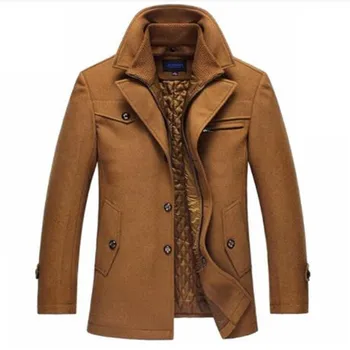 

2018 Trench Coat Men Winter Thick Windbreaker Long Woolen Overcoat Masculino Palto Casaco Jaket Mens 4XL Trench Wool Jackets