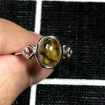 

Top Natural Yellow Tourmaline Quartz Ring For Woman Lady Man Silver Anniversary Gift 10x8mm Beads Fashion Adjustable Ring AAAAA