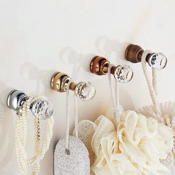 

Crystal Hook Brass Wall Clothes Rack Cloth Robe Hook for Bathroom Accessory Hanger Zinc Alloy Exquisite Diamond Home Decoration
