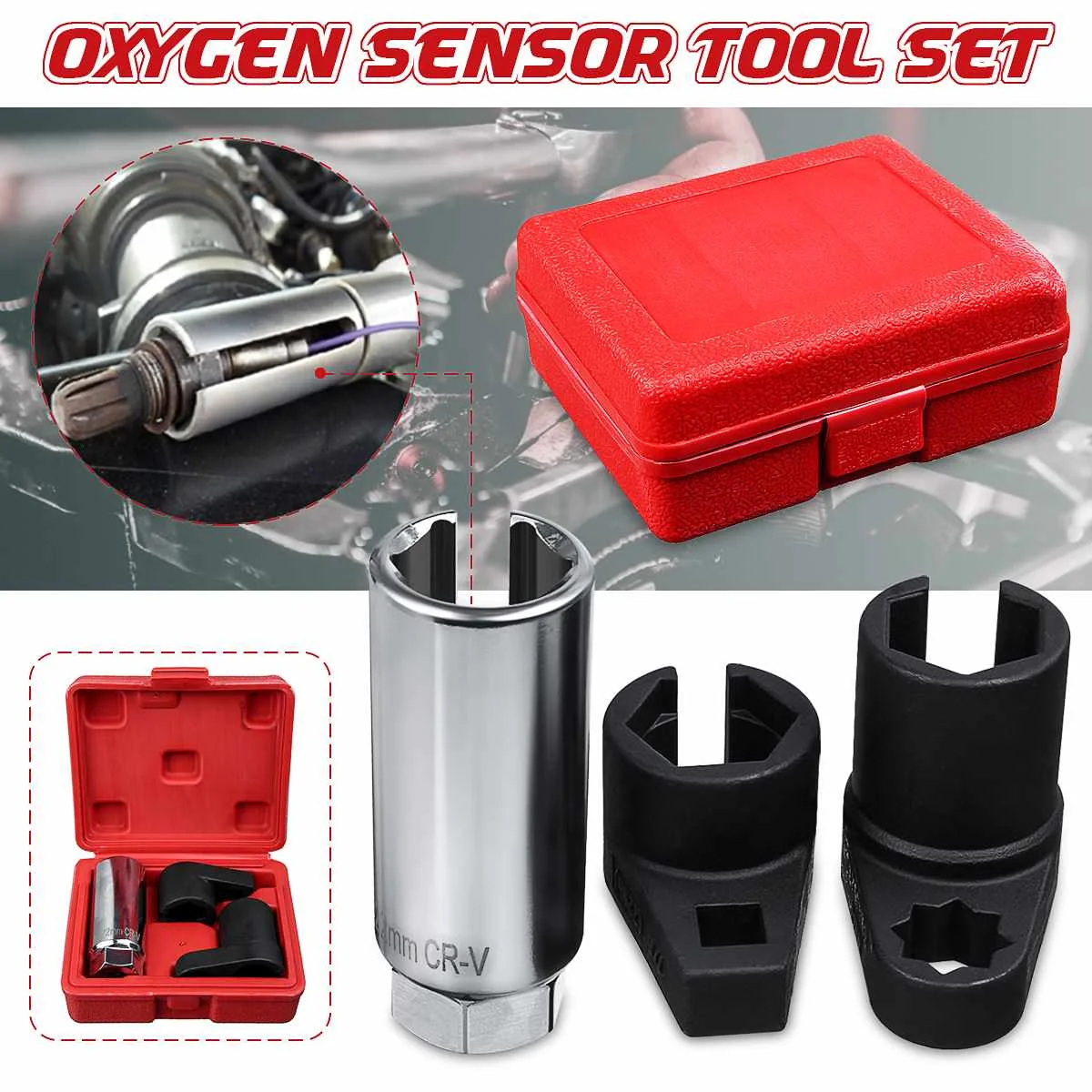 

3pcs Oxygen Sensor Socket Wrench Tool Kit Oxygen Sensor Socket Install Removal Tools