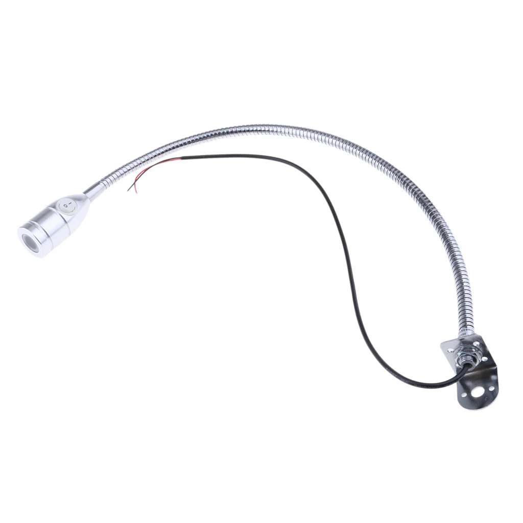 3W Marine Boat Camper Motorhome Gooseneck Flexible Bedside Reading Light Wall/Headboard Mounted LED Switch Lamp