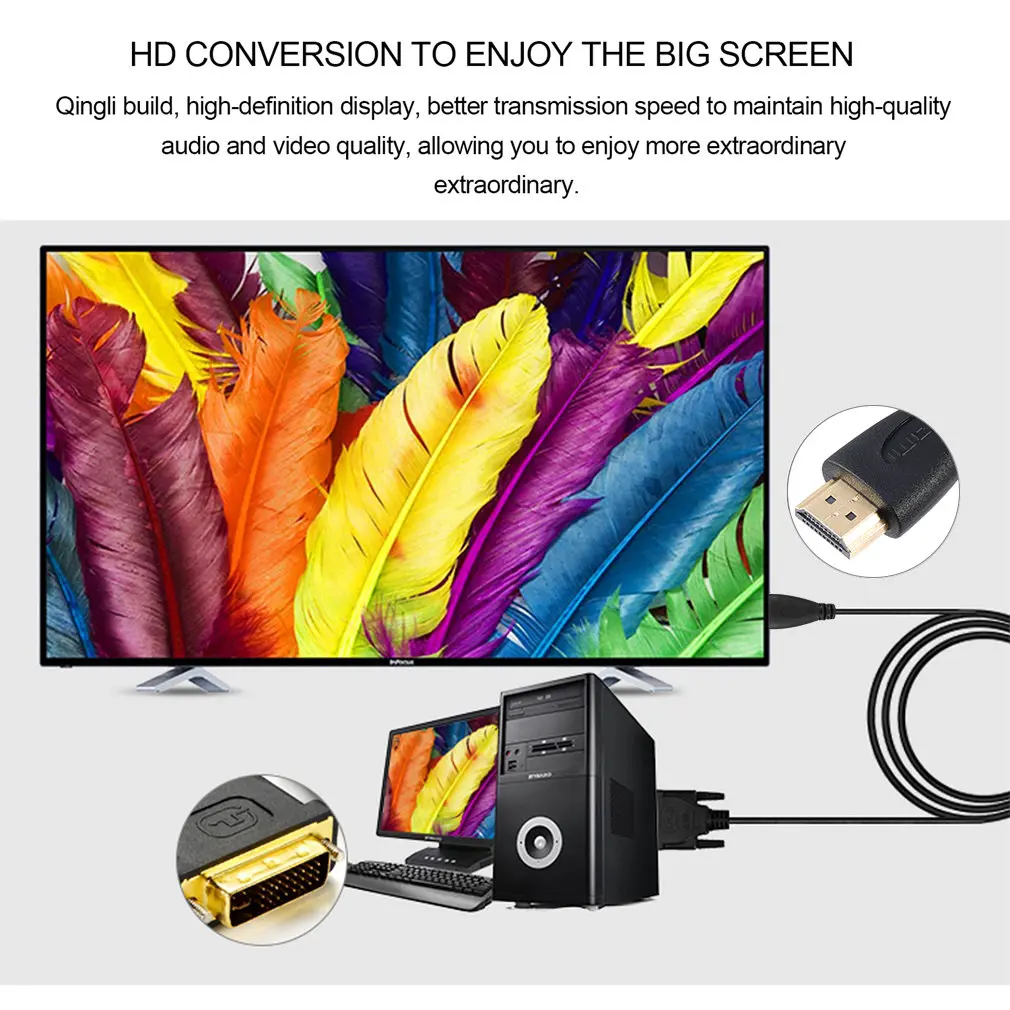 LESHP черный 3/5 м Прочный портативный монитор кабель HDMI-DVI Номинальная высокая скорость двунаправленный HDMI HDTV к DVI кабель