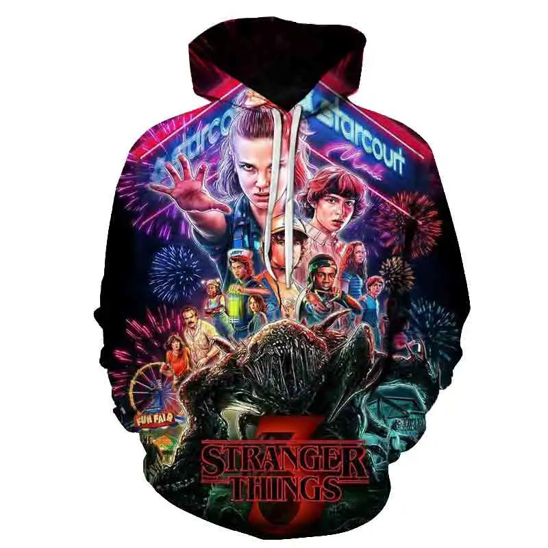Stranger Thing s 2019 Новая мода 3D печатная белая мужская толстовка с капюшоном модная