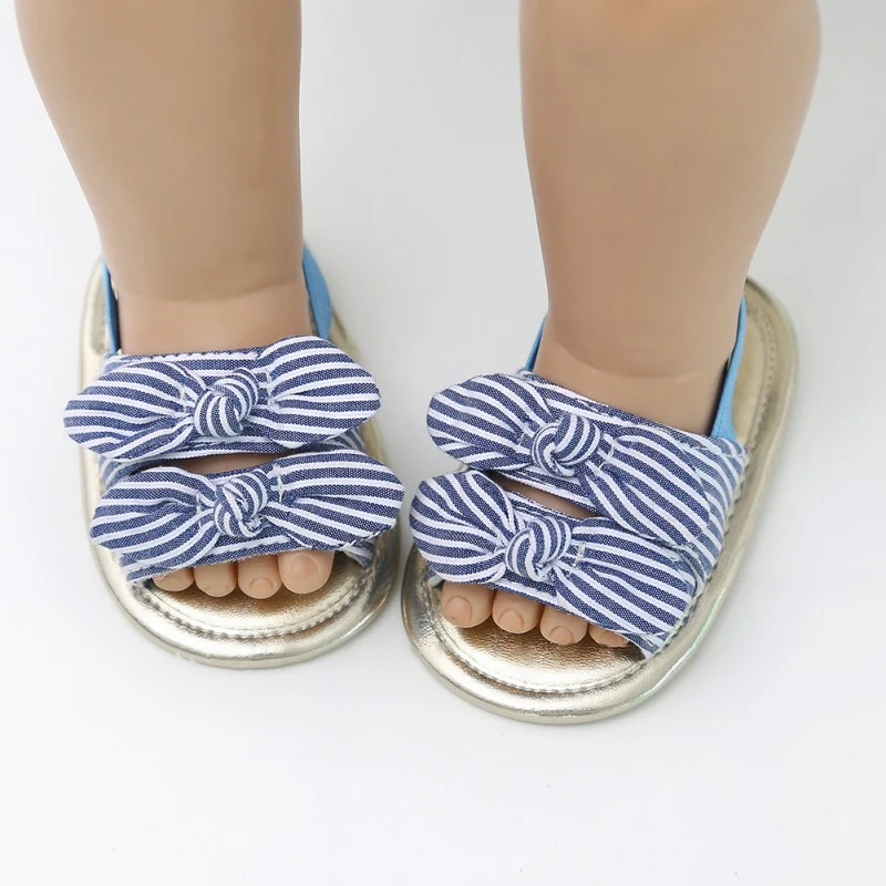 Летние сандалии принцессы в горошек с бантом для новорожденных девочек; обувь для маленьких девочек; хлопковые сандалии; обувь для маленьких девочек