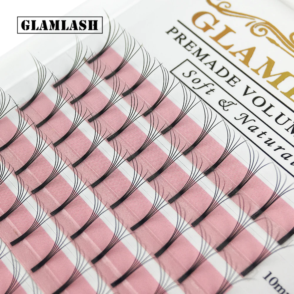 GLAMLASH-extensiones de pestañas con volumen, 12 líneas prefabricadas, Tallo largo, anchas, 2d3d4d5d6d, visón de imitación