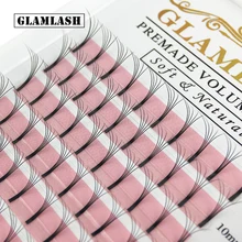 GLAMLASH 12 Linien Vorgefertigten Langen Stiel Volumen Wimpern Extensions breite fans 2d3d4d5d6d Wimpern Faux Nerz