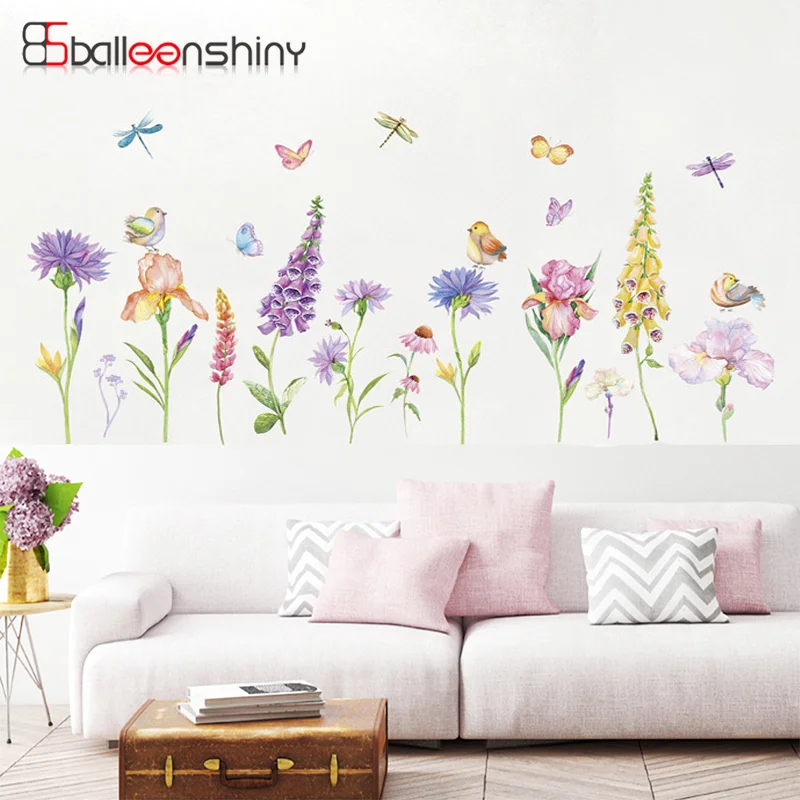 BalleenShiny DIY полива растений зеленых листьев плинтус для стен Стикеры бабочка