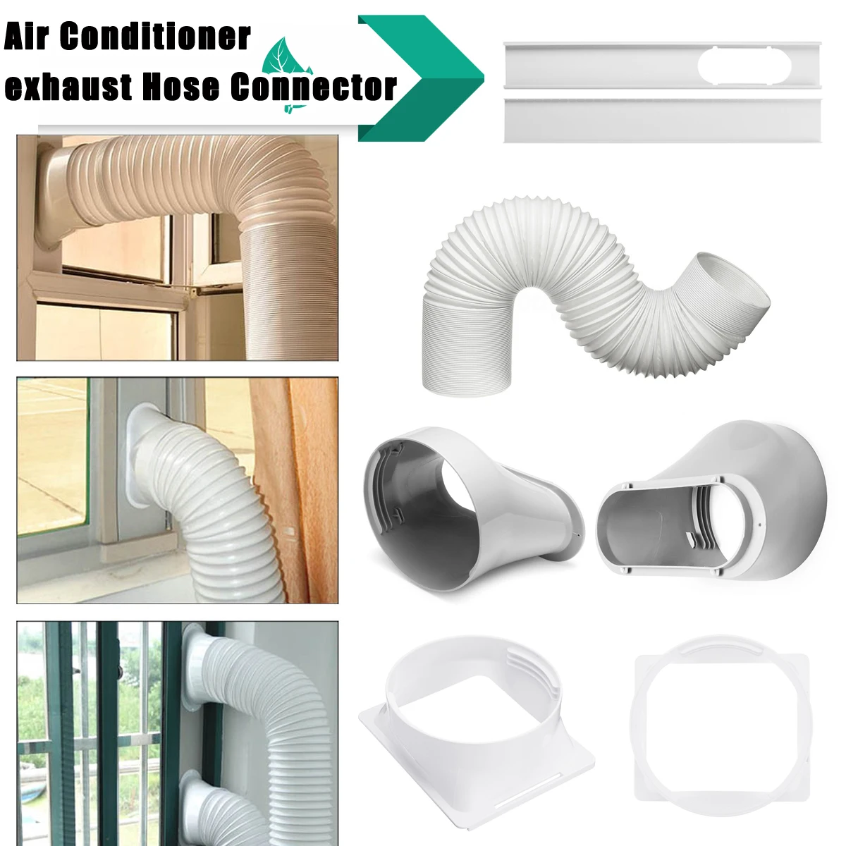 TOPAUP Window Slide Kit 2pcs 130cm Adjustable Plate Air Conditioner Wind Shield Exhaust Hose Connector for Portable Air Conditioner 