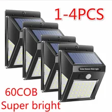 1-4 шт. 30/60 светодиодный светильник на солнечной энергии, энергосберегающий уличный садовый двор, безопасность, PIR датчик движения, настенный светильник, наружный водонепроницаемый энергетический светильник