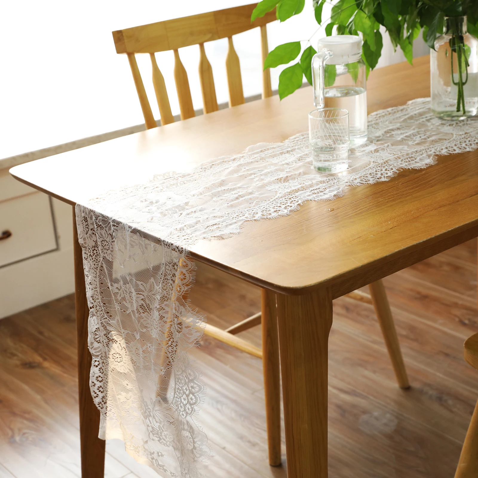 

35x300cm Lace Eyelash Embroidery Table Runner TV Cabinet Cover Table Flag Dinner Decoration For Wedding Festival Party Supply