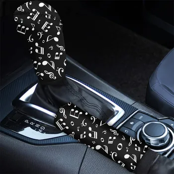 

INSTANTARTS Stylish Musical Note Prints Automatic at Gear Shift Knob Cover Protector Fit Most of Car Elastic Hand Brake Cover