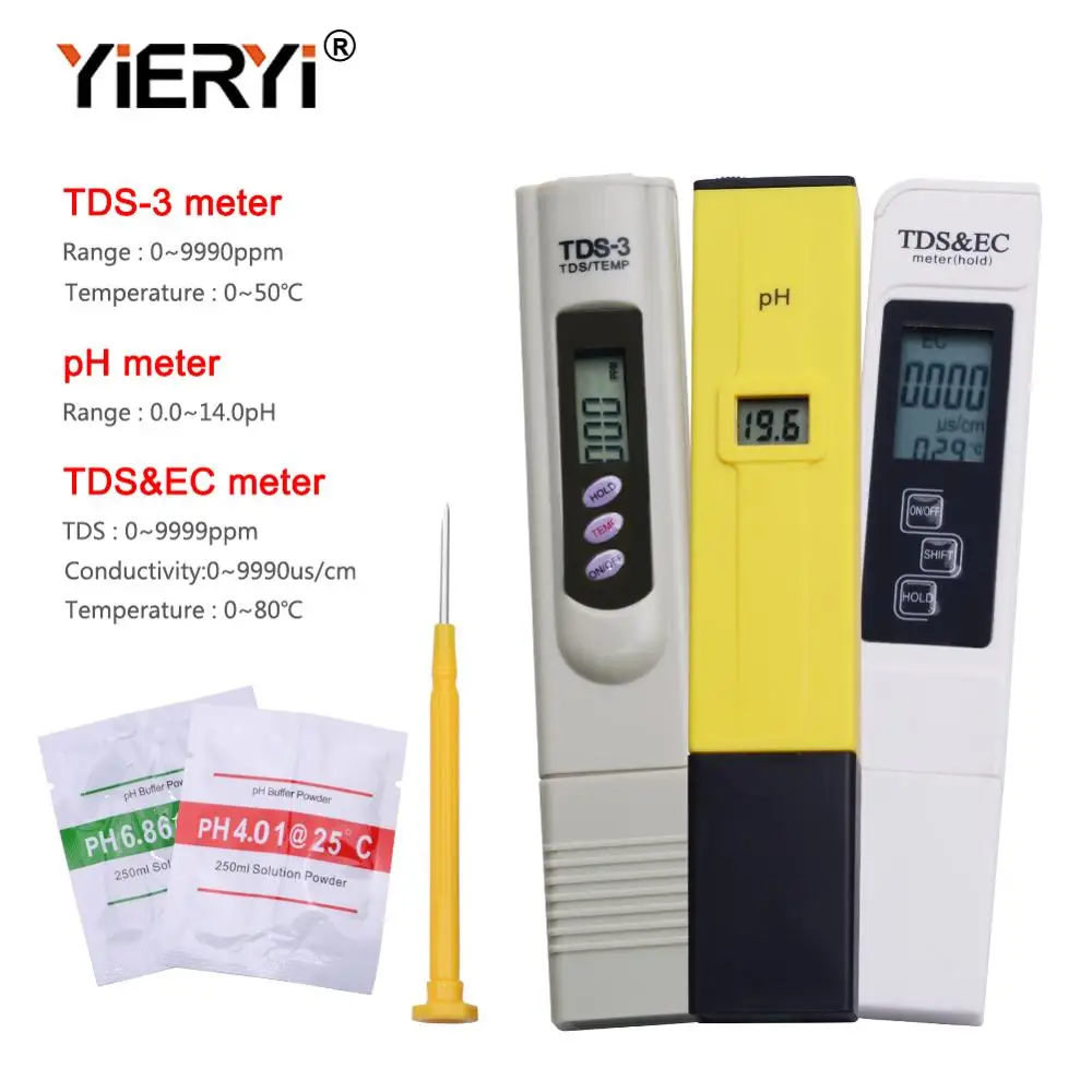 Yieryi Цифровой измеритель TDS + PH метр ЕС карман ручка аквариум фильтр Качество воды