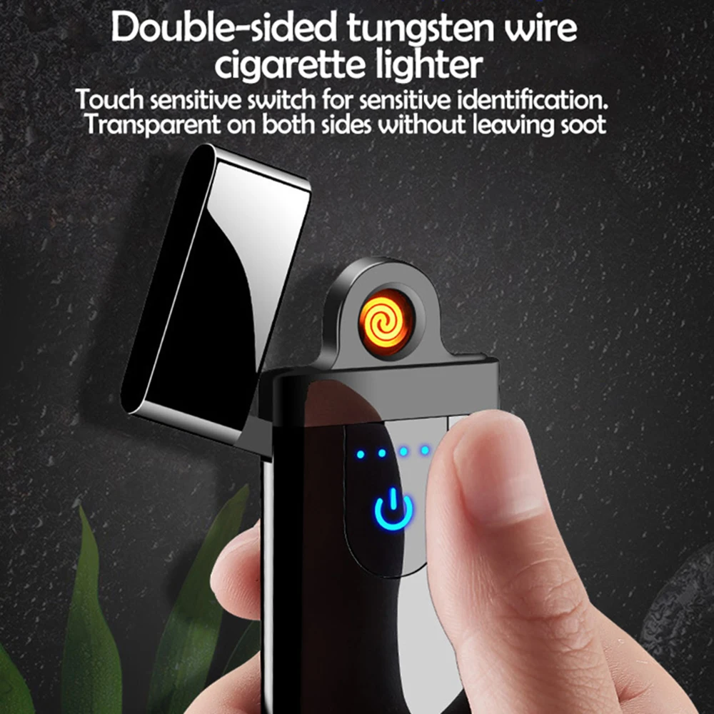 Electric Lighter Finger print Touch USB Rechargeable Windproof Flameless for Cigarette Grill Camping Home | Дом и сад