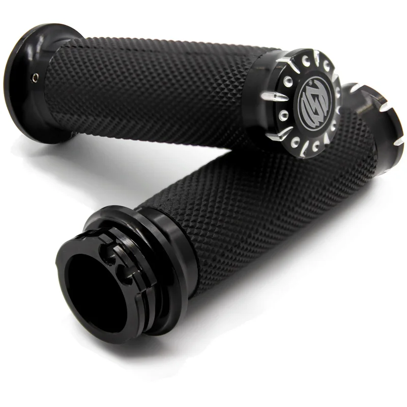 Feardevil 25MM Motorcycle Handlebar Grips Aluminum Part Black for Motorbike Harley 883 1200 Cruiser Bobber Chopper Custom
