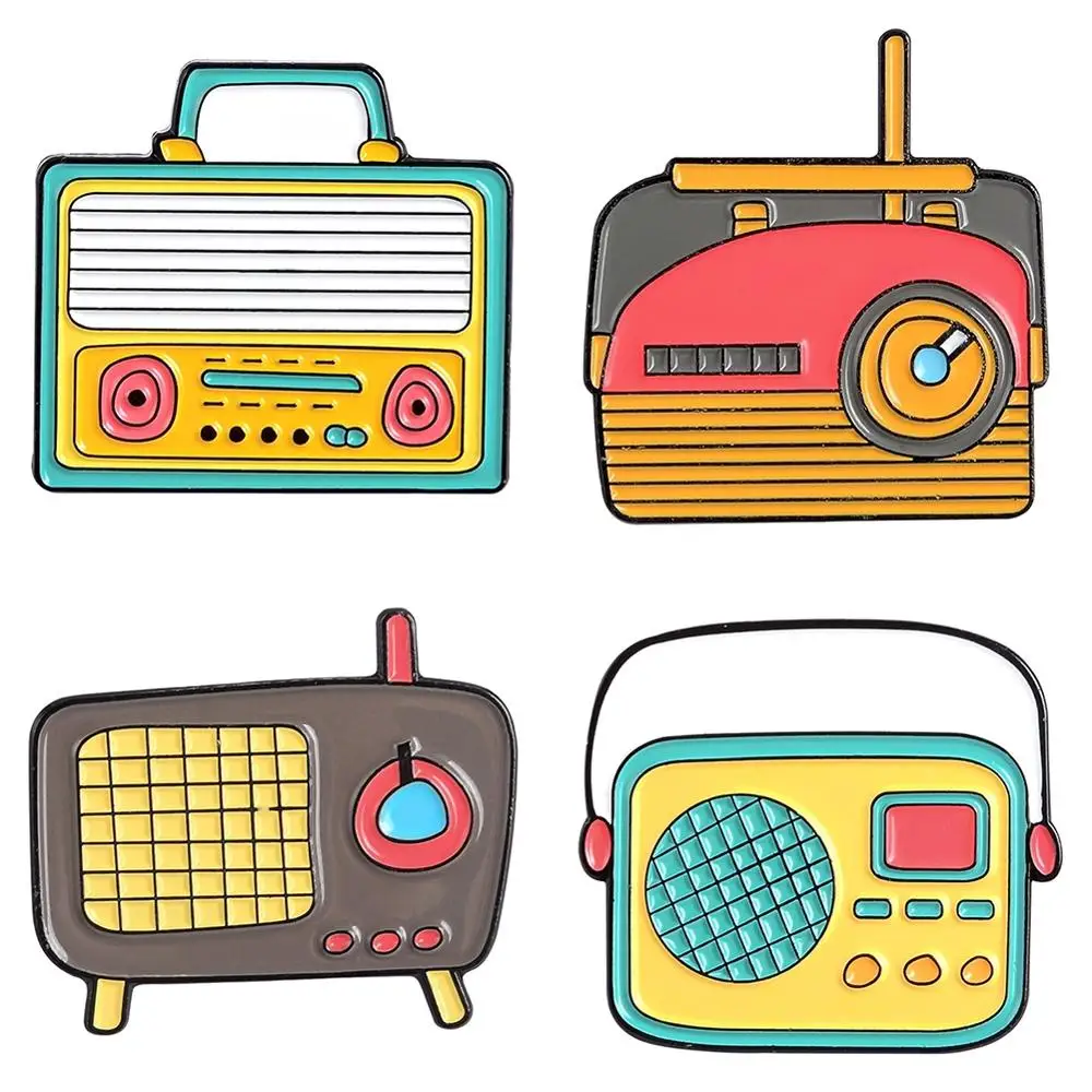 Cute Cartoon Drip Vintage Radio Brooch Clothing Collar Accessories Badge Alloy Brooch Badge Jewelry Gift for Friends