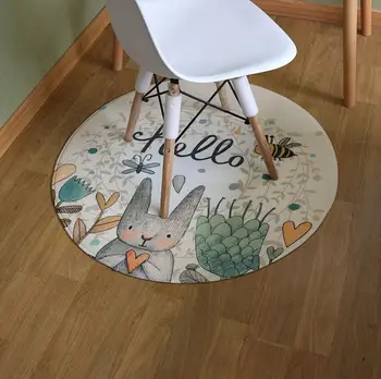 

Nordic Style Cartoon Mat For Computer Chair Decor Dia 90CM Round Floor Carpet Area Rugs Living Room Entrance Non-slip Bath Mat