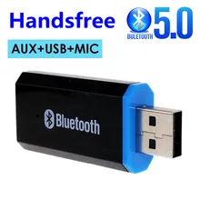 AUX USB Bluetooth 5,0 аудио приемник 3,5 мм разъем стерео беспроводной адаптер с микрофоном для динамика наушники автомобильный аудио передатчик