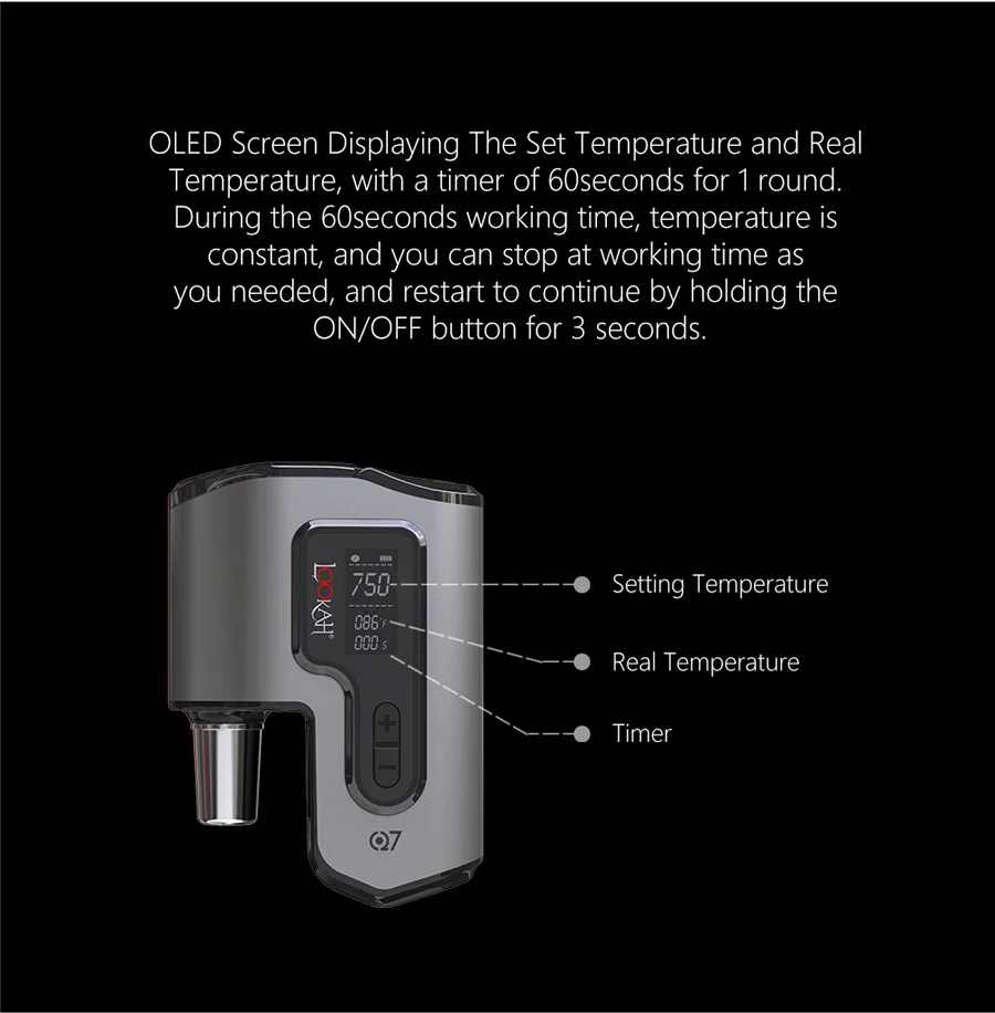 Портативный электронный вапорайзер для ногтей Lookah Q7, 2000 мА/ч для Dab буровых установок, кварцевый контроль температуры нагрева и g-ручка