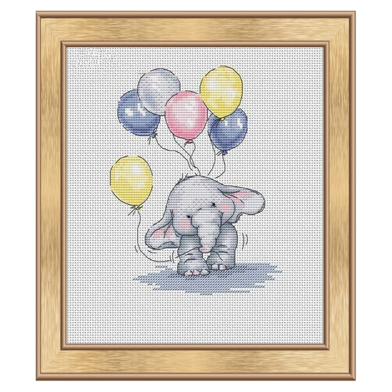 Cross Stitch Decorative Painting Multi-Picture Cute Cartoon Pull Balloon Small Elephant Series Chinese Embroidery Material cross stitch kit cross stitch tools