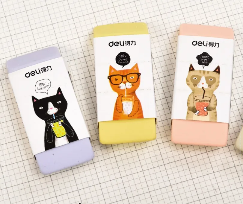 1 шт. ластик Kawaii с милым котом из мультфильма высокое качество резиновый немного перхоти хорошая эластичность студенческий карандаш ластик школьные принадлежности