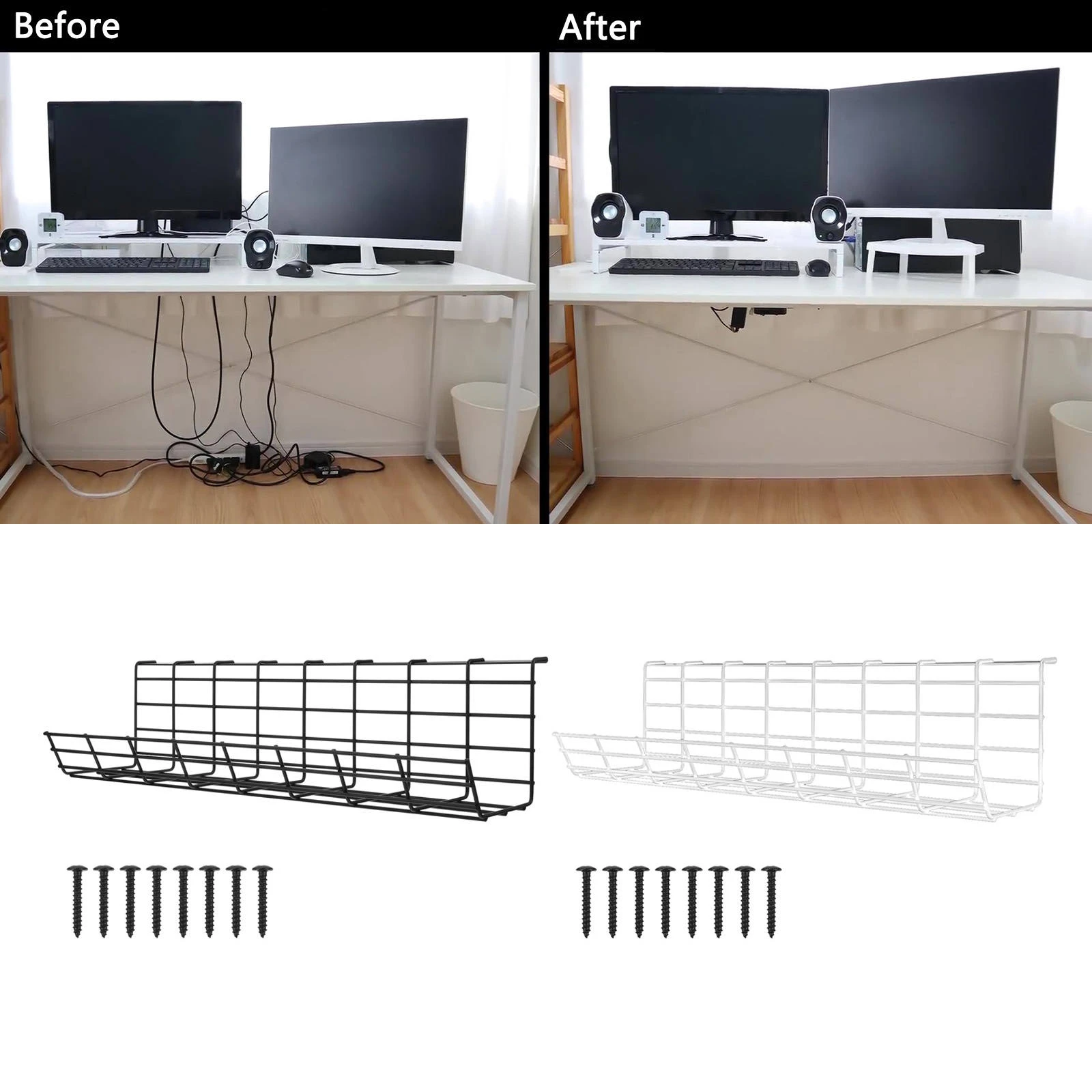 mooi opvoeder Levering Onder Bureau Kabelmanagement Lade Met Schroeven Rack Kabel Lade Mand Voor  Thuis Keukens Wire Management|Opslag houders & Rekken| - AliExpress