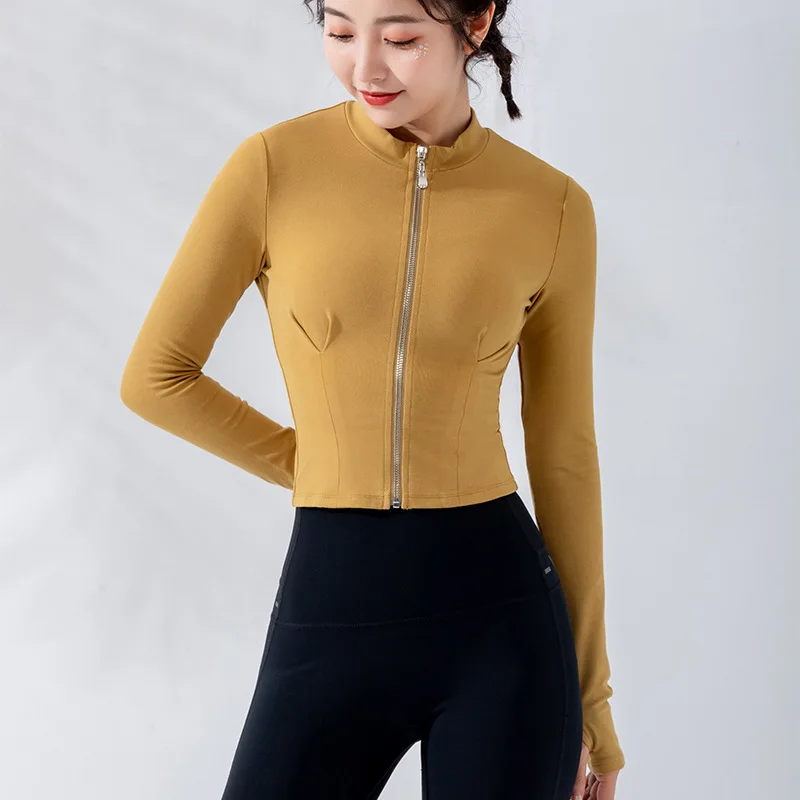 

Autumn Women's Fitness Jacket Sports Jacket Girls Slim Zipper Outdoor Women's Running Quick Dry Training Clothes Yoga Top