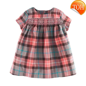 

2020 new summer baby girls clothes dress kids cotton plaid short sleeve fashion dresses S0695