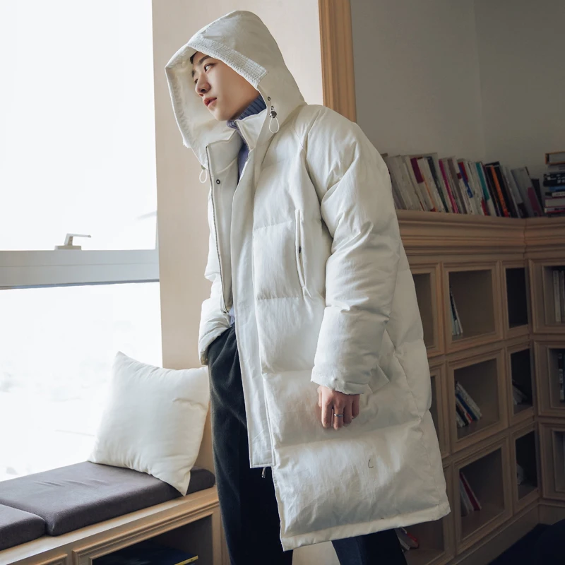 

EWQ / Autumn Winter 2019 Long Sleeve Pockets Solid With Hooded Loose Thick Coat Man's Korea Style Personality Jacket FS948