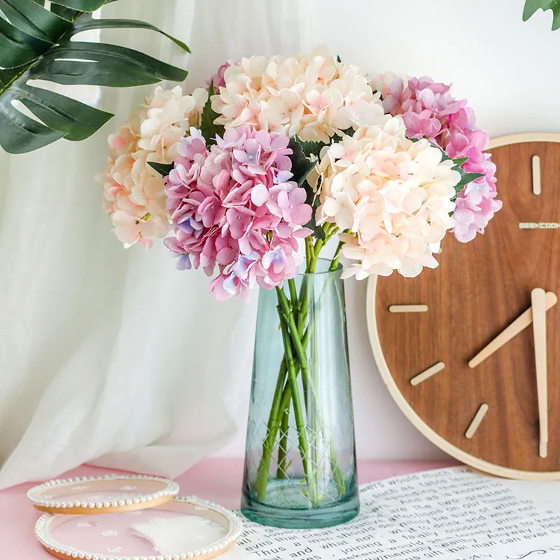 Artificial Hydrangea Flower Bouquet Colorful Wedding Anniversary Decor Fake Flowers Arrangement Christmas Party Home Adornment | Дом и сад