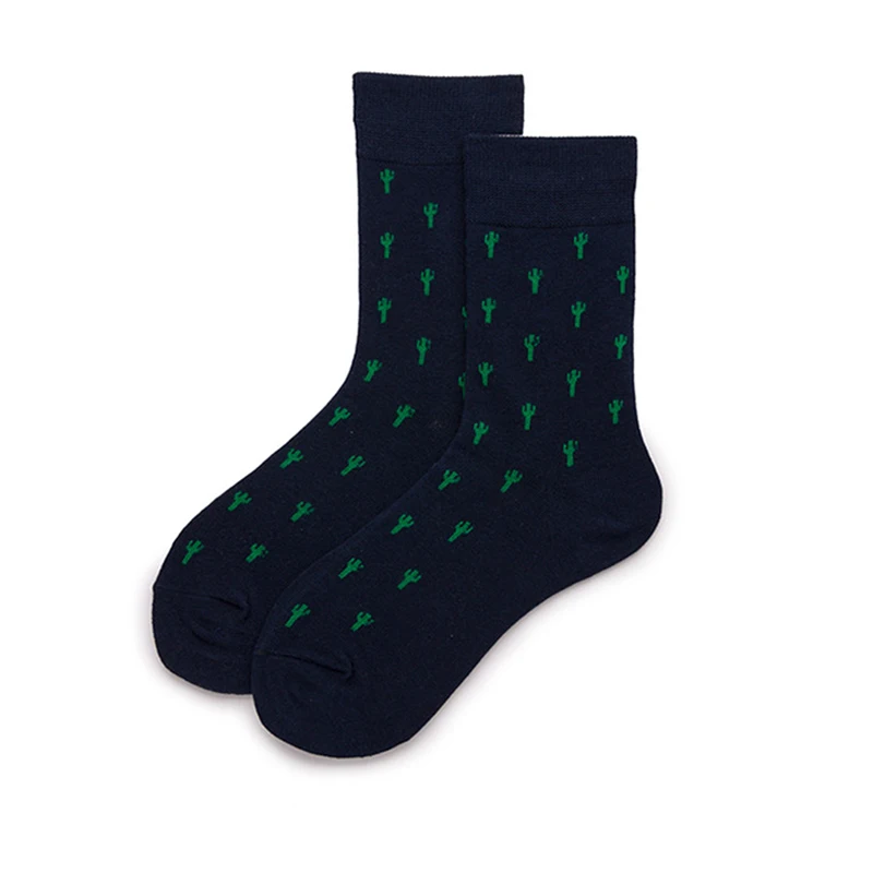 green cactus Модные мужские носки в горошек хлопчатобумажные носки в полоску длинные носки мужские Спортивные Повседневные носки Calcetines Mujer высокое качество - Цвет: green cactus