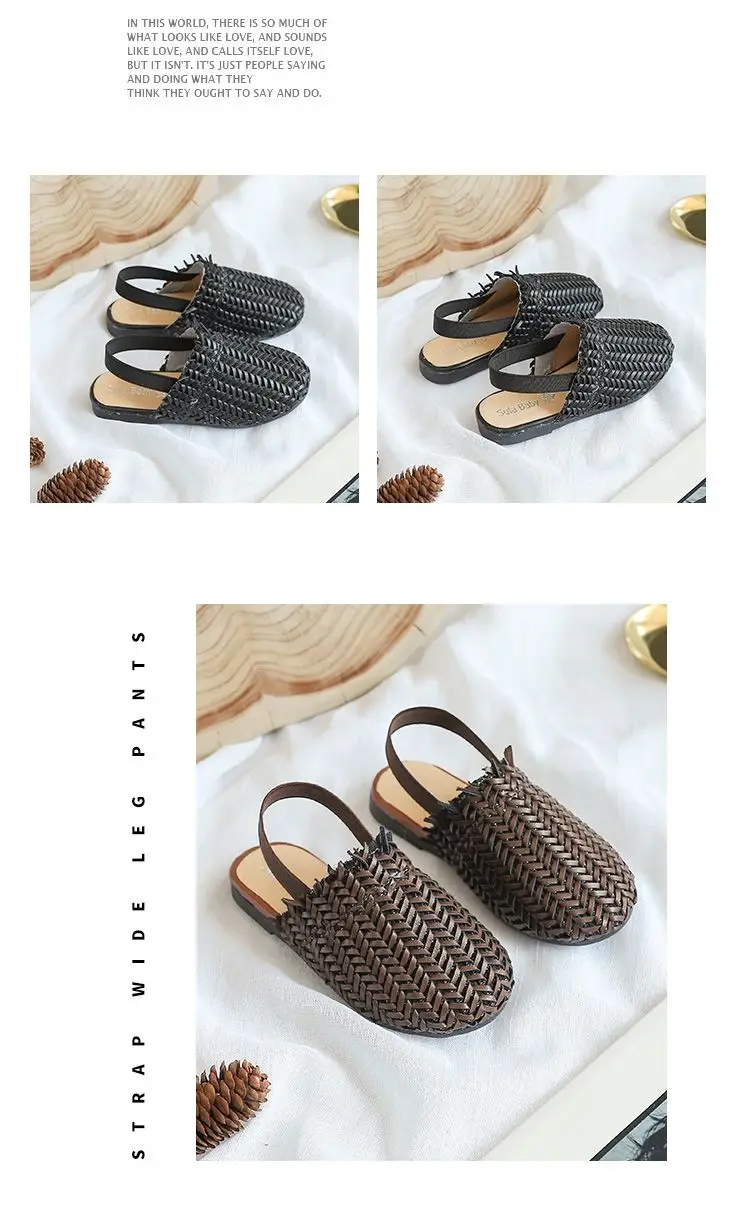 child shoes girl 2022 Summer Fashion Children's Rattan Woven Sandals Girls Flat Casual In The Kids Home Footwear Sandalias Niña Unisex Shoes child shoes girl