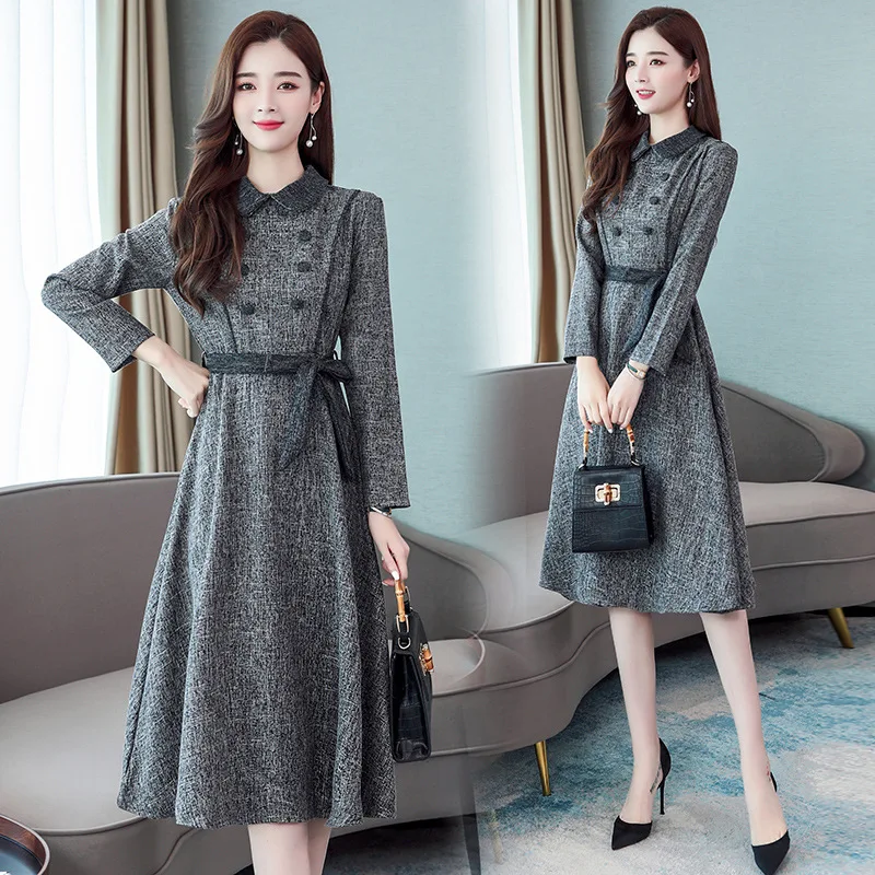 

plus size dress party elegant causal winter autumn women vestido de festa long sleeve midi modis office fall ladies clothes robe